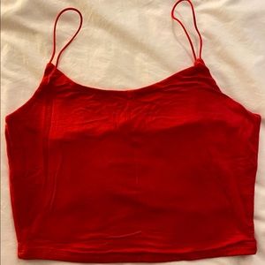 Red spaghetti strap crop top